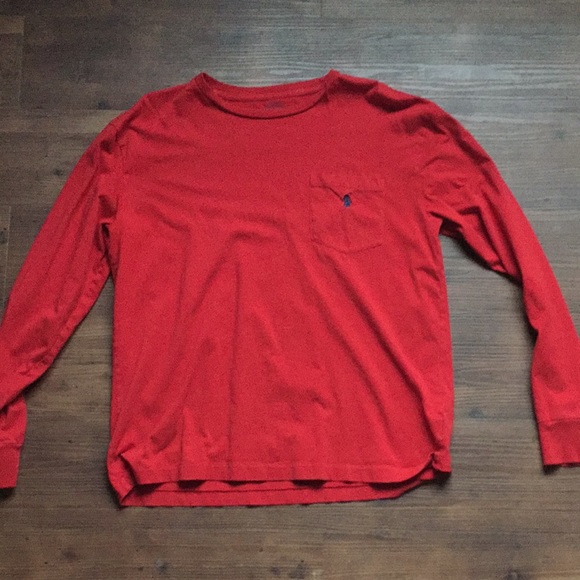 ralph lauren long sleeve polo red